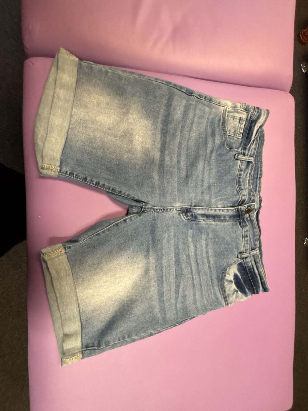 Roswear Mid-Rise Cuffed Denim Bermuda Shorts in Light Wash